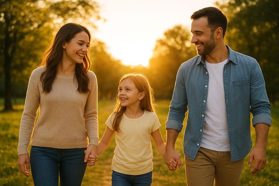 Parents and children spending time together