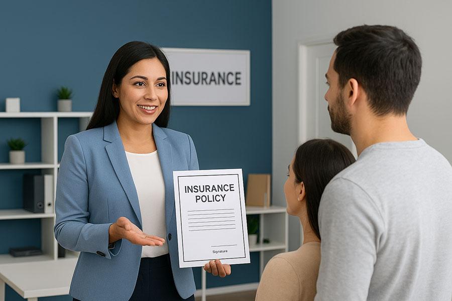 An Elite Auto Insurance agent reviewing a policy with clients