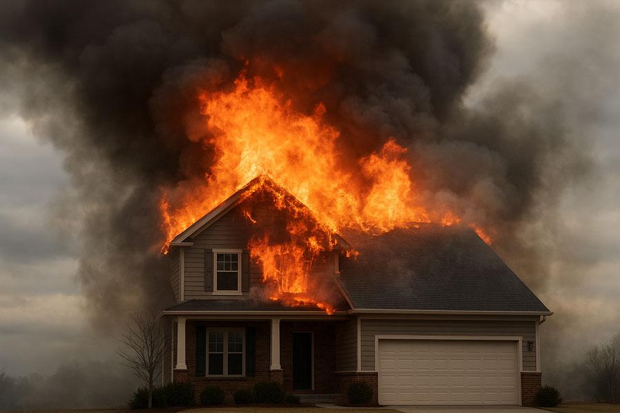 House damaged by fire