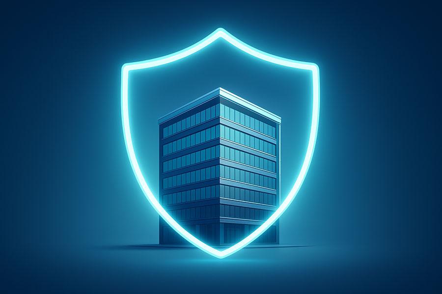 Illustration of a protective shield over a business
